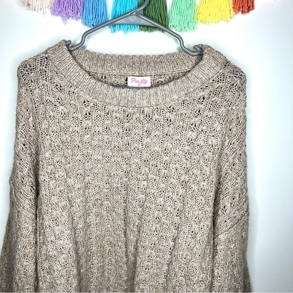 Pink Lily Boutique Cream Beige Chunky Oversized Knitted Sweater Size Extra Large - Picture 4 of 13